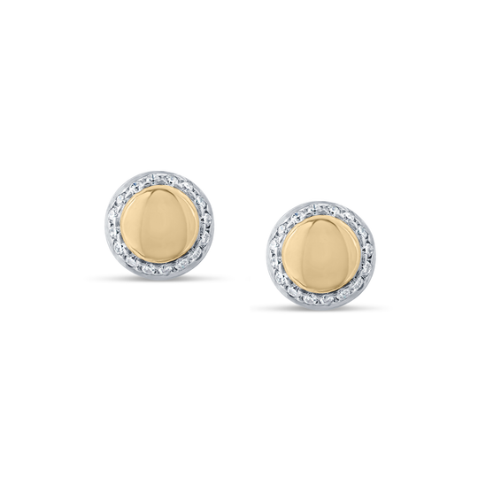 Lente Stud Earrings in 18k Yellow Gold With Pave Diamond