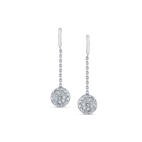 Diamond Lente Dangle Earrings In 18K White Gold