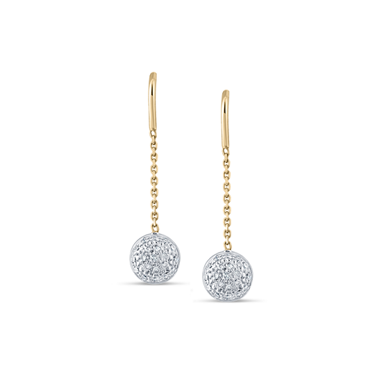 Diamond Lente Dangle Earrings In 18K Yellow Gold