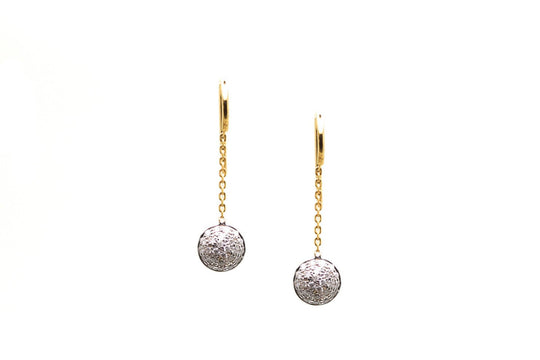 Diamond Lente Dangle Earrings in 18k WG