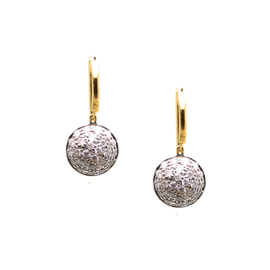 Diamond Lente Dangle Earrings in 18k Yellow Gold