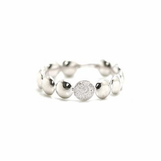 Tresor Collection - Lente Ring with Diamond Accent in 18k White Gold