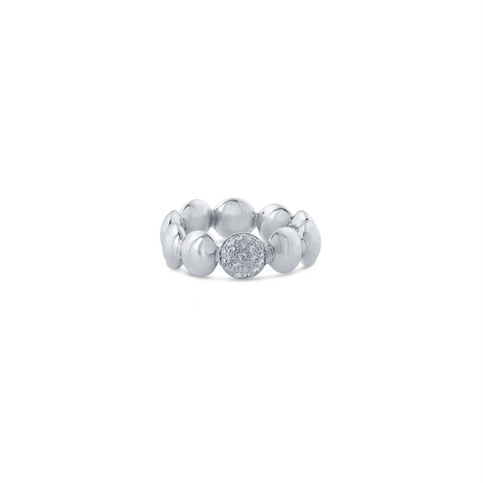 Lente ring with diamond accent in 18k White Gold