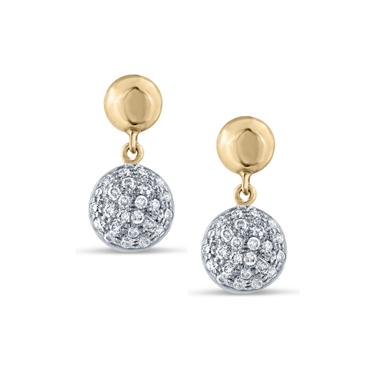 Lente 2 Tier Earrings with Pave Diamond in 18k YG