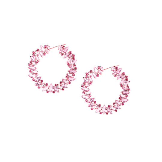 Tresor Collection - Pink Sapphire and Ruby Hoop Earrings in 18K Rose Gold