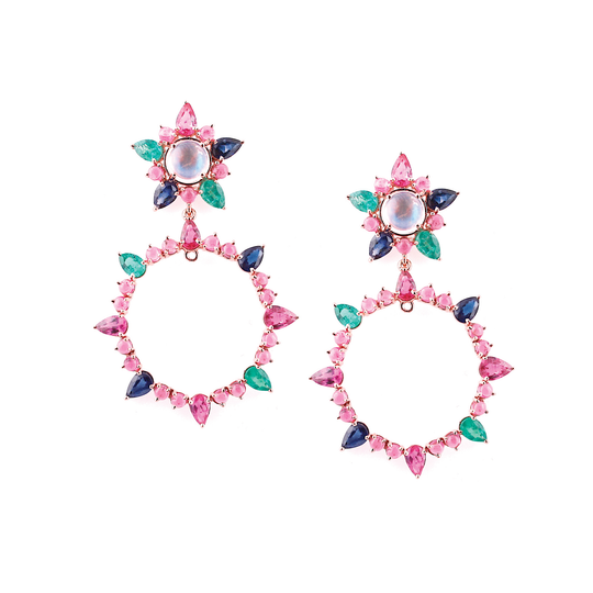 Tresor Collection - Multicolor Stone Earrings in 18K Rose Gold