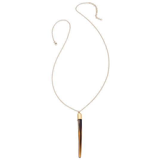 Long Water Buffalo Horn Spike Necklace
