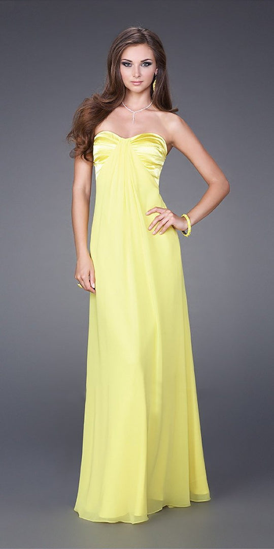 La Femme - Sweetheart Chiffon Dress in Yellow