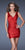 La Femme - V-neck Pleated Cocktail Dress 19546 In Red