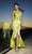 La Femme - 12278 Halter V Neck High Low Mermaid Prom Dress In Yellow and Green