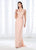 Cameron Blake - 118674 Lace Cap Sleeve Side Draped Evening Gown In Pink