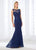 Cameron Blake - 118671 Illusion Lace Bateau Evening Dress In Blue