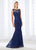 Mon Cheri - Illusion Lace Bateau Evening Dress 118671 - 1 pc Navy in Size 8 Available