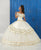 LA Glitter - 24046 Lace Applique Off-Shoulder Mikado Tulle Ballgown In White and Neutral