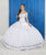 LA Glitter - 24046 Lace Applique Off-Shoulder Mikado Tulle Ballgown In White and Silver