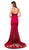 Nox Anabel - E276 Sequined Lace Illusion Paneled Long Gown in Red