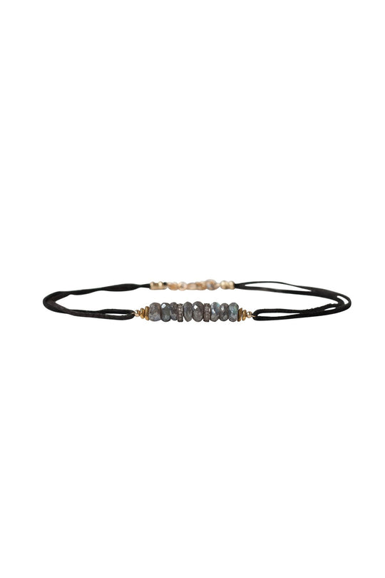 Pave Double Diamond and Labradorite Choker