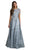 Lara Dresses - 29917 Crystal Embellished Short Sleeves Gown In Blue