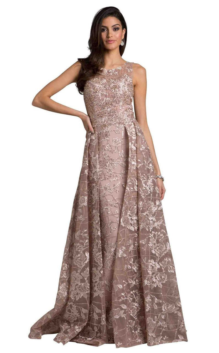 Lara Dresses - 29918 Sheer Sleeveless Pleated Evening Dress In Pink