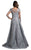 Lara Dresses - 29923 Appliqued Sheer Long Sleeves Evening Gown In Gray