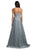 Lara Dresses - 29925 Beaded Plunging A-Line Evening Dress In Blue