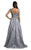 Lara Dresses - 29926 V Neck Beaded A-Line Evening Gown In Gray