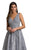 Lara Dresses - 29926 V Neck Beaded A-Line Evening Gown In Gray