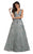 Lara Dresses - 29928 Beaded V Neck A-Line Gown In Silver