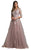 Lara Dresses - 29933 Floral Appliqued Pleated Evening Gown In Purple