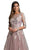 Lara Dresses - 29933 Floral Appliqued Pleated Evening Gown In Purple