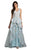Lara Dresses - 29949 Floral Lace V-neck A-line Dress In Blue