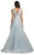 Lara Dresses - 29949 Floral Lace V-neck A-line Dress In Blue