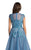 Lara Dresses - 29976 Cap Sleeve Illusion Jewel Embroidered A-Line Gown In Blue