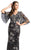 Lara Dresses - 29981 Short Bell Sleeve Floral Lattice Beaded Gown In Black