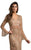 Lara Dresses - 33435 V Neck Long Sleeves Evening Dress In Gold