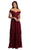 Lara Dresses - 33650 Floral Appliqued Off Shoulder Gown In Red