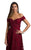 Lara Dresses - 33650 Floral Appliqued Off Shoulder Gown In Red