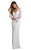 Lara Dresses - 51001 Pearl Beaded V-neck Fitted Dress In White