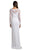 Lara Dresses - 51004 Applique Illusion Bateau Fitted Dress In White