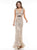 Colors Dress - 2146 Sequined Deep V-neck Sheath Dress In Neutral and Gold