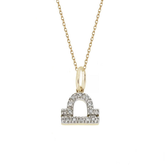 Rachael Ryen - Libra Diamond Zodiac Charm Necklace in Gold