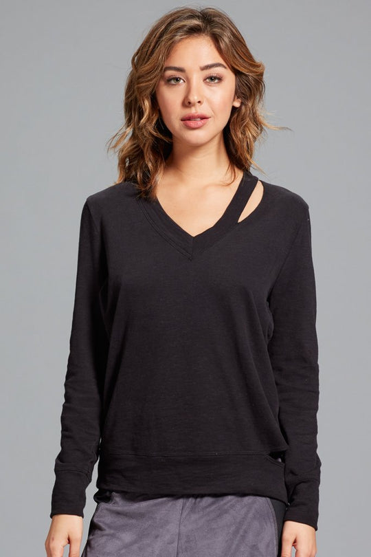 Lindsay V-Neck Cutout Sweatshirt