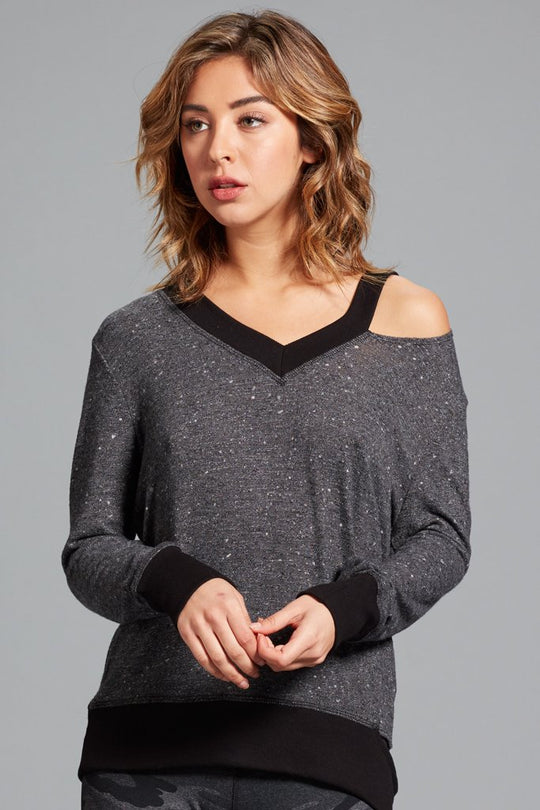 Lindsay V-Neck Sweater- Charcoal