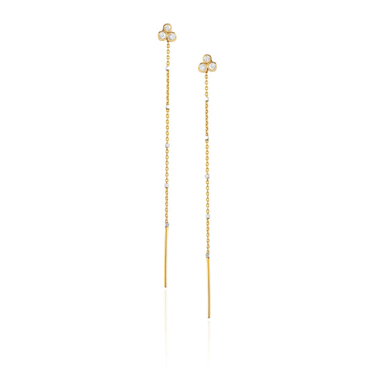 Triple Diamond Shooting Star Half Thread Through Earring