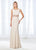 Cameron Blake - 118662 Classic Bateau Beaded Low Back Evening Gown In Neutral