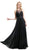Cinderella Divine - 7458 Illusion Neckline Chiffon Empire Waist Gown In Black