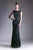 Cap Sleeve Illusion Jewel Soutache Sparkling Lace Gown in Black