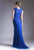 Cap Sleeve Illusion Jewel Soutache Sparkling Lace Gown in Blue