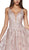 Cinderella Divine - CJ515 Plunging Illusion Beaded Lace Bodice Gown In Pink and Gold