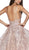 Cinderella Divine - CJ515 Plunging Illusion Beaded Lace Bodice Gown In Pink and Gold
